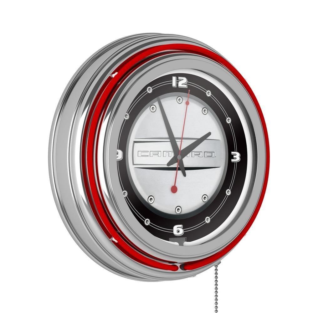 Camaro Red Camaro Lighted Analog Neon Clock
