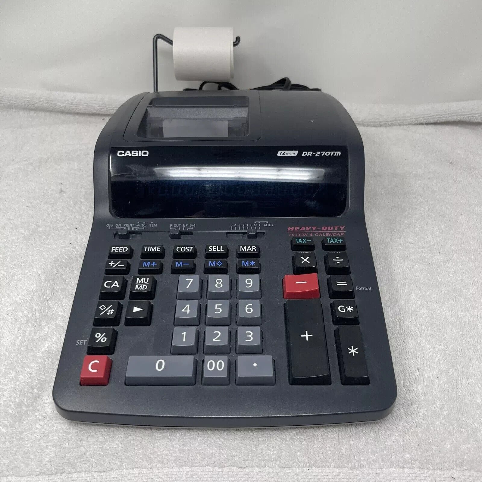 Casio Computer Dr-270TM 12 Digits Printing Calculator Clock Black Fully Tested