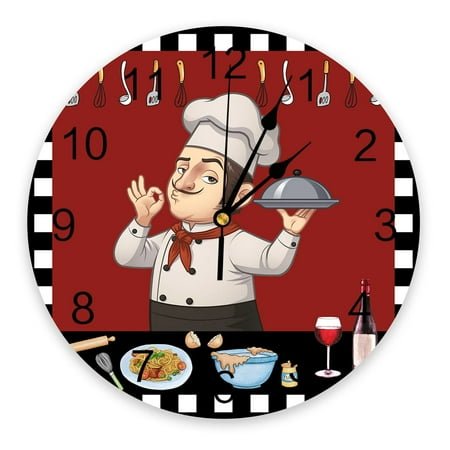 Chef Gourmet Knife And Fork Lattice Wall Clocks Silent Home Cafe Office Wall Decor Clocks for Kitchen Wall Art Large Wall Clocks