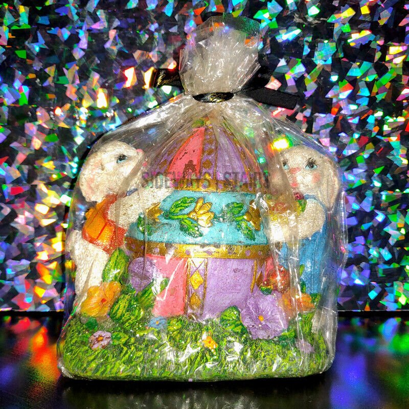 CHRISTOPHER RADKO CANDLE 5" easter egg bunnies rabbit bunny holiday flower RARE