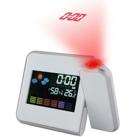 CHUANK Projection Digital Weather LCD Snooze Alarm Clock Projector Color Display LED Backlight White photo CHUANK Projection Digital Weather LCD Snooze Alarm Clock Projector Color Display LED Backlight White