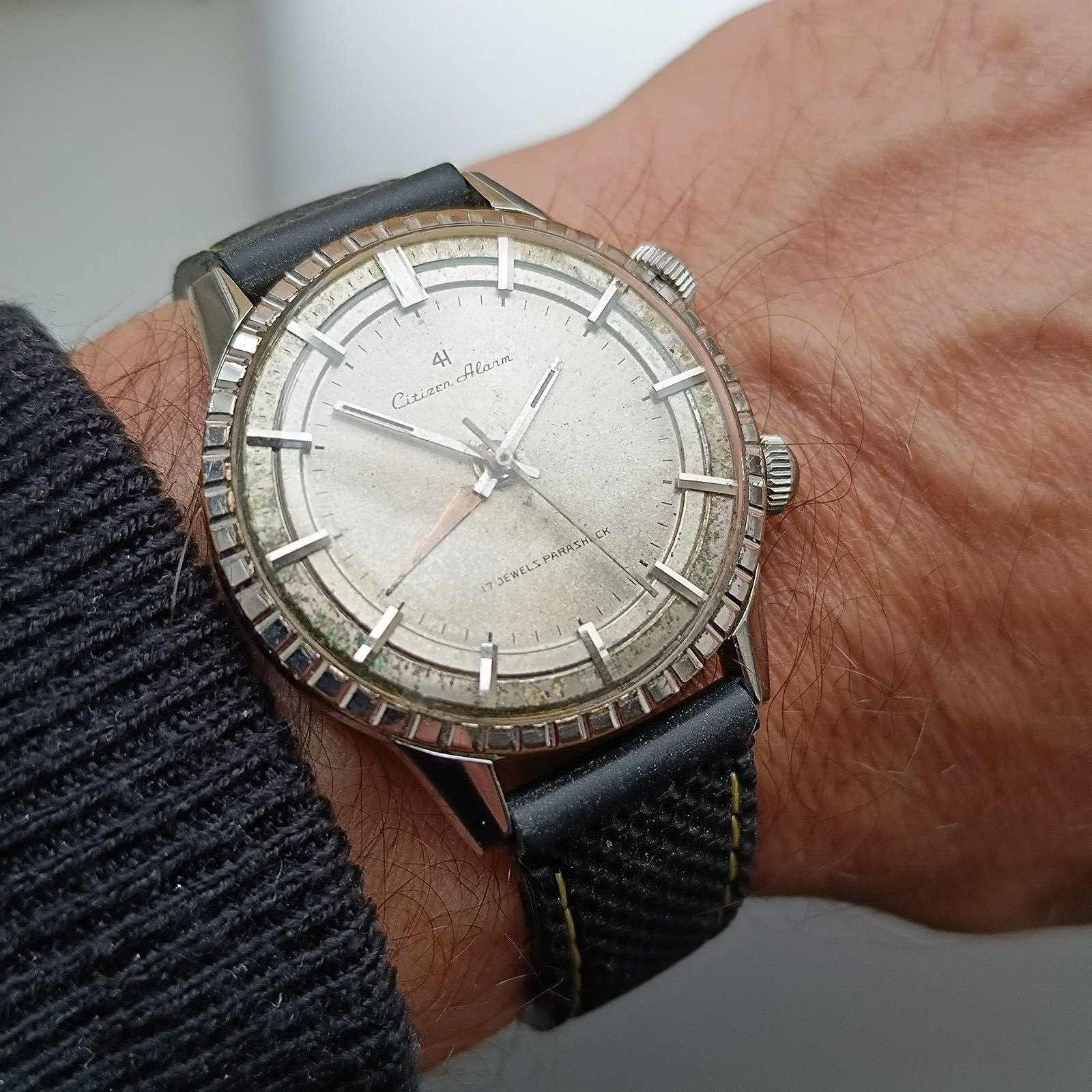 Citizen Alarm 4H Parashock STAR 5150811 Sept 1963 steel mechanical watch JAPAN