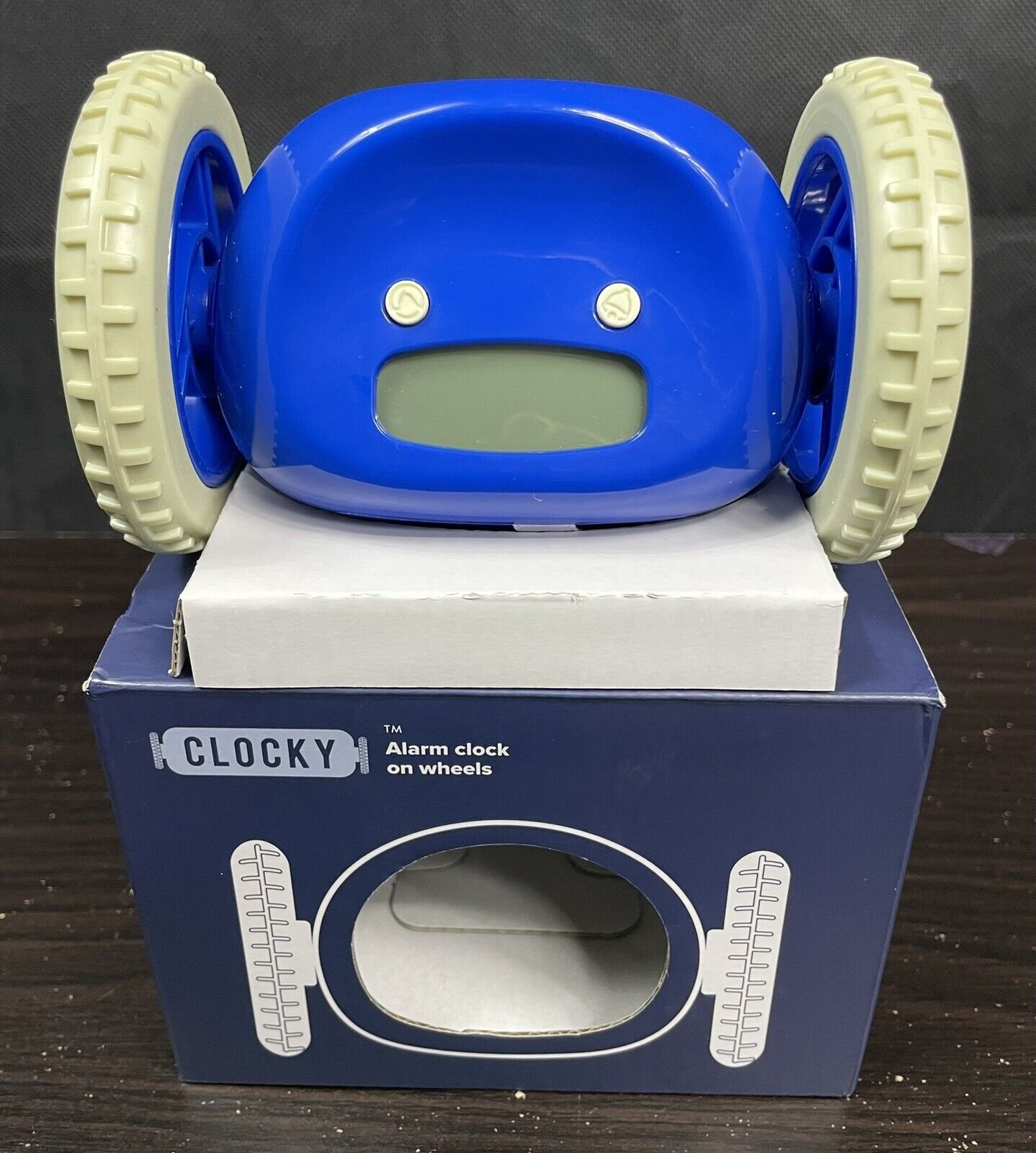 Clocky Alarm Clock on Wheels Navy Blue