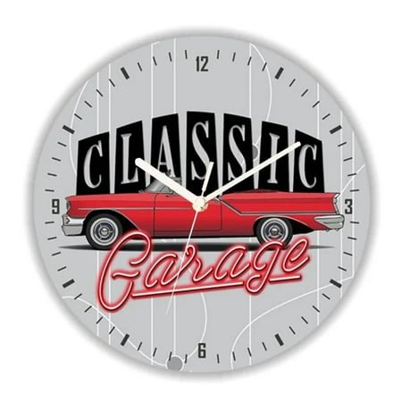 Cool 3D Car Service Repair Garage Owner Tire Wheel Round Wall Clock for Workshop Mechanic Large Wall Watch Mana Cave Decor Gift(12 Inch)