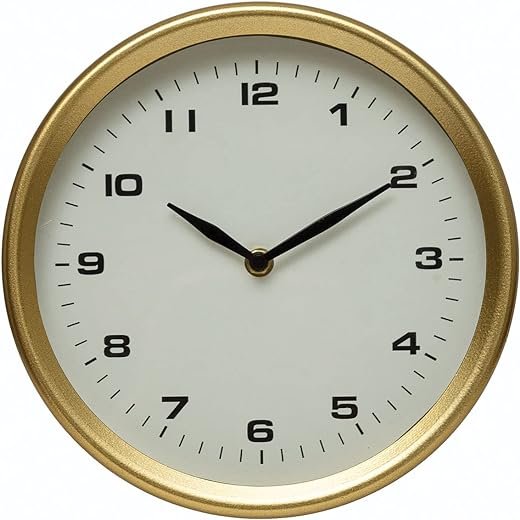 Creative Co-Op Metal Table, Brass Finish Mantel Clock, 10 L x 2 W x 10 H, White