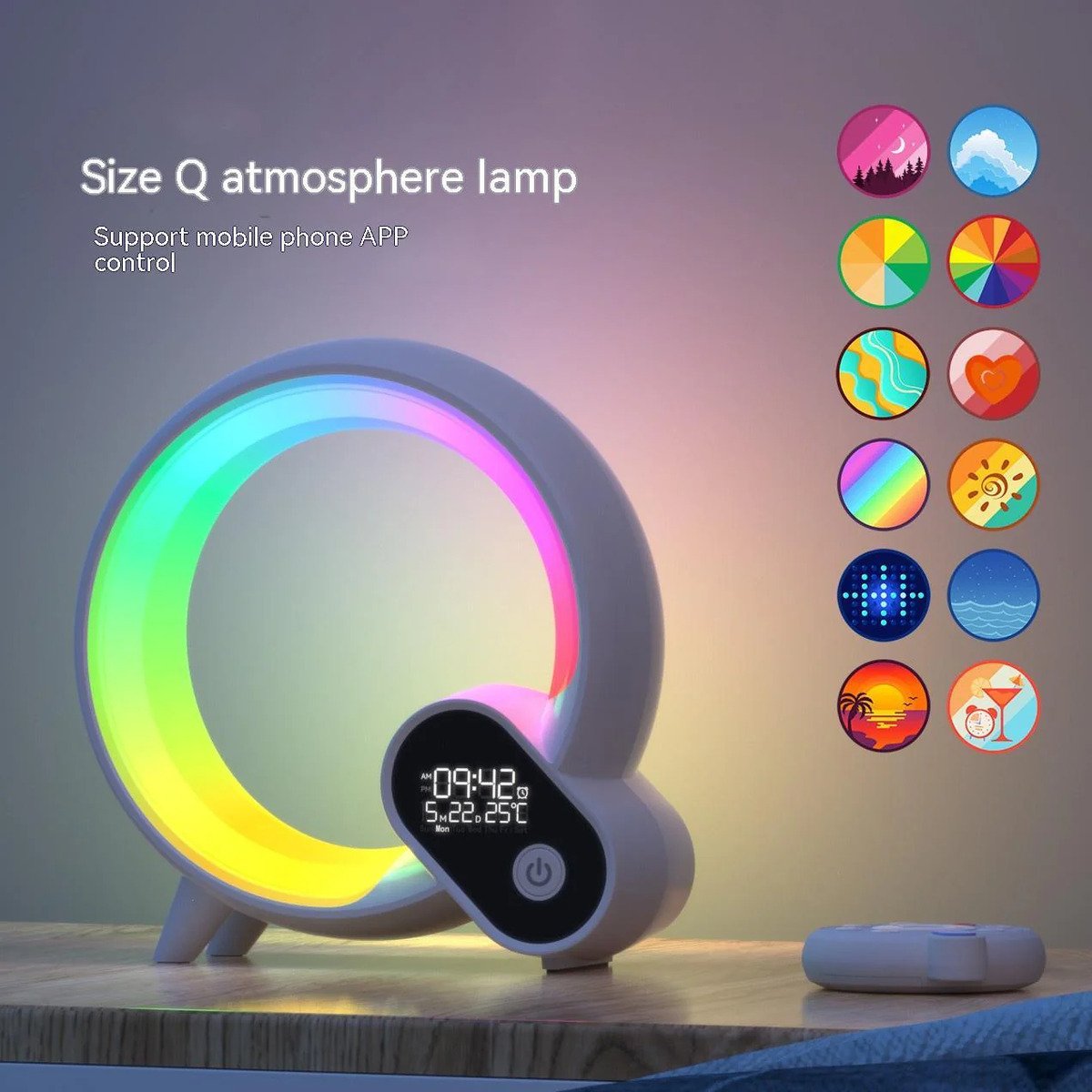 Creative Q Light Analog Sunrise Digital Display Alarm Clock Bluetooth Audio Inte
