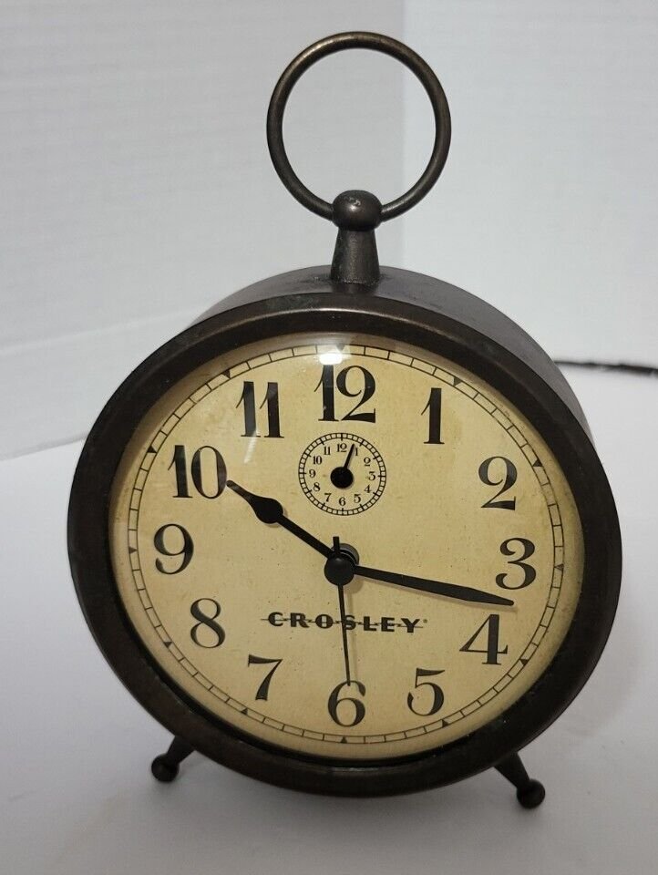 CROSLEY Crosley Metal Alarm Clock Brass Color Retro Shabby Chic (Tested)