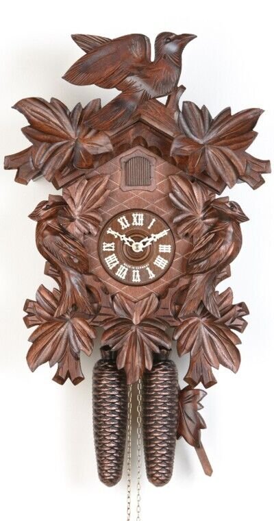 Cuckoo Clock 7 leaves, 3 birds KA 848 EX N NEW