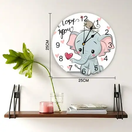 Cute Baby Elephant Wall Clock Modern Design Living Room Decoration Clock Mute Hanging Watch Home
