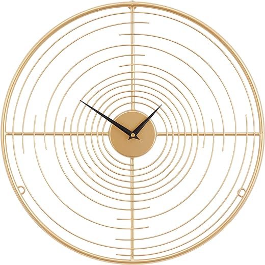 Deco 79 Metal Open Frame Swirl Wall Clock, 20 x 2 x 20, Gold