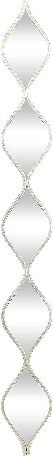 Deco 79 Metal Slim Stacked Chain 5 Layer Wall Mirror with Tear Drop Silver