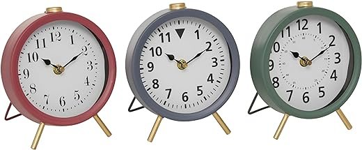 Deco 79 Wood Airplane Clock with Gold Accents, Set of 3 6W, 7H, Multi Colored