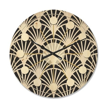 Designart 'Deco Waves Retro Art I' Mid-Century Modern Wood Wall Clock