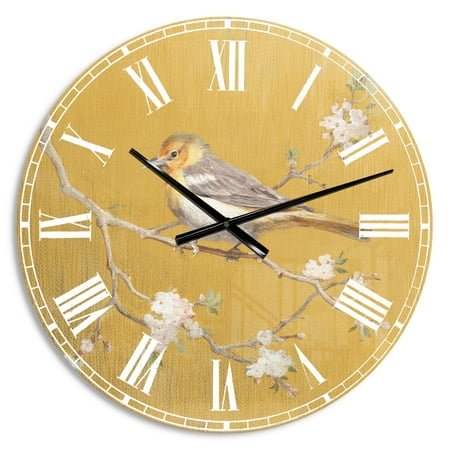 Designart Oversized Yellow Analog Round Modern Traditional Wall Clocks, CLM30564-C23