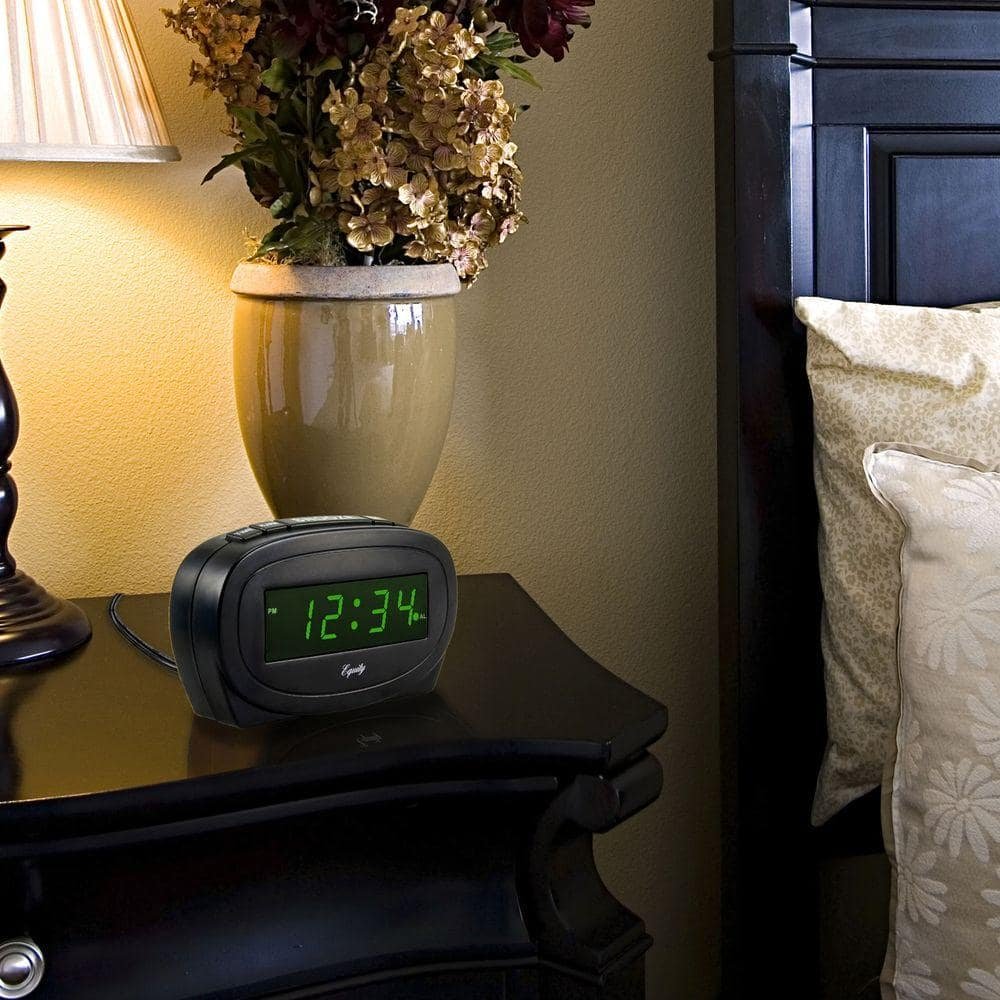 Digital 0.60 in. Green LED Electric Alarm Table Clock