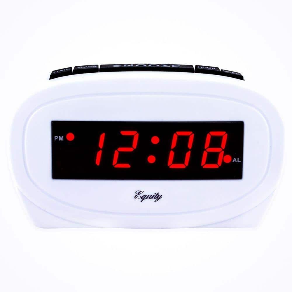 Digital 0.60 in. Red LED Electric White Alarm Table Clock