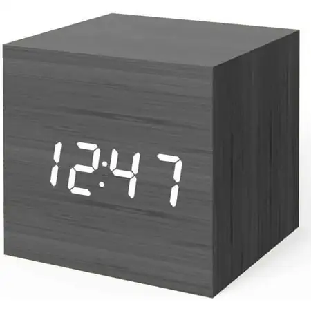 Digital Alarm Clock, Wood LED Light Mini Modern Cube Desk Alarm Clock Displays Time Date Digital Alarm Clock, Wood LED Light Mini Modern Cube Desk Alarm Clock Displays Time Date detail