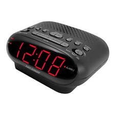Digital AM/FM Alarm Clock Radio, Black with Red LED Display