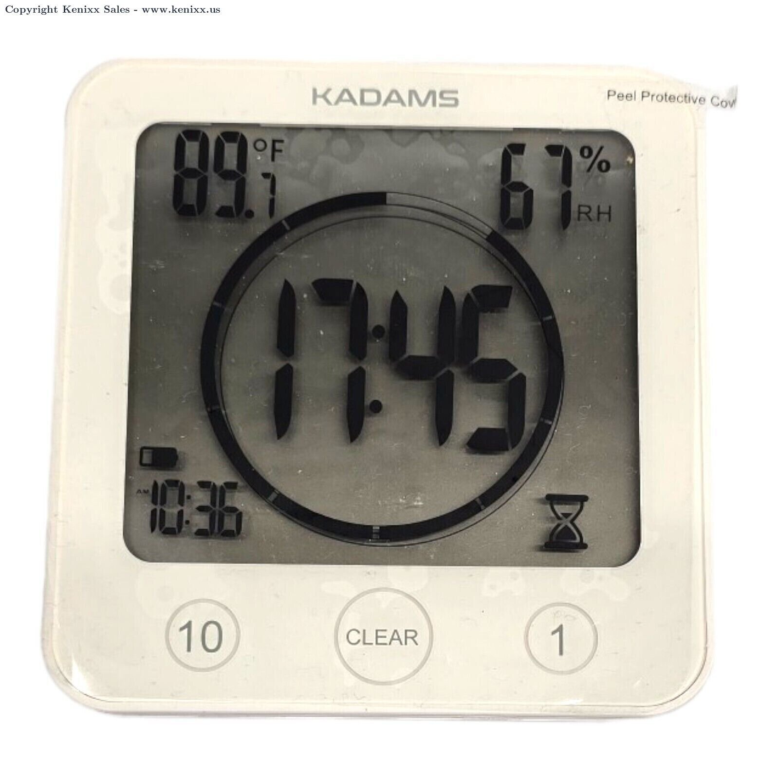 Digital Bathroom Shower Kitchen Clock Timer with Alarm Waterproof White