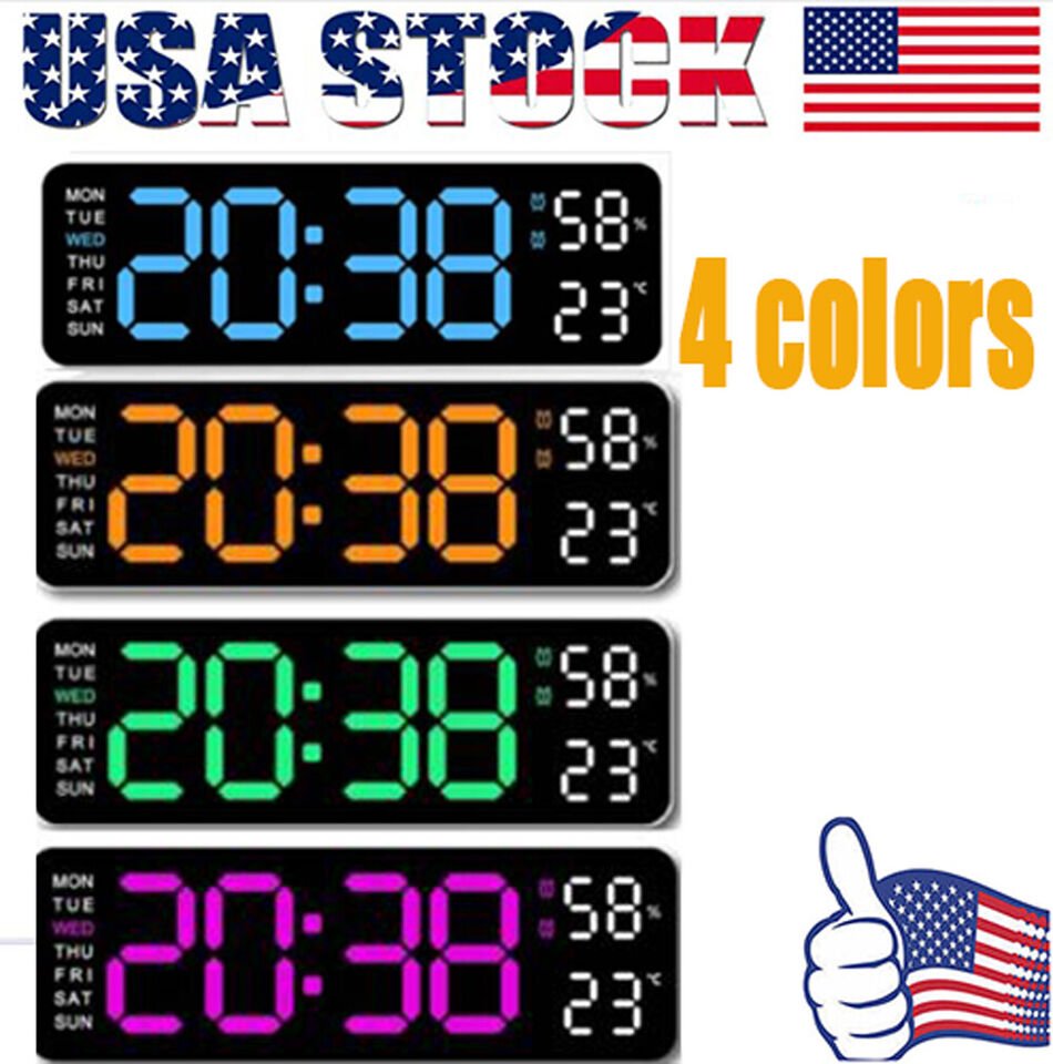 Digital Large Big Jumbo LED Wall Desk Clock Display with Calendar Temperature