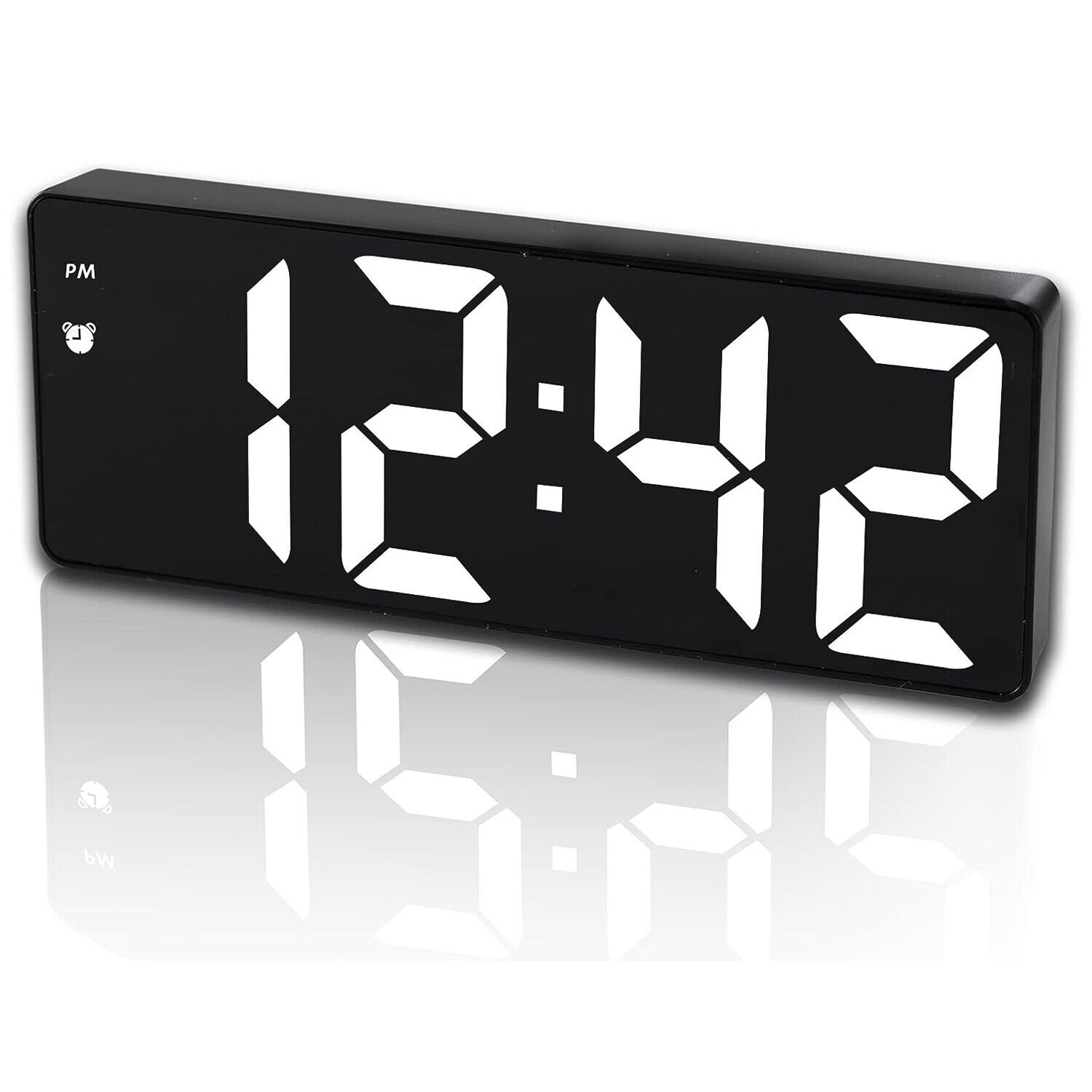 Digital LED Desk Alarm Clock Mirror Display USB Snooze Temperature Mode Bedroom