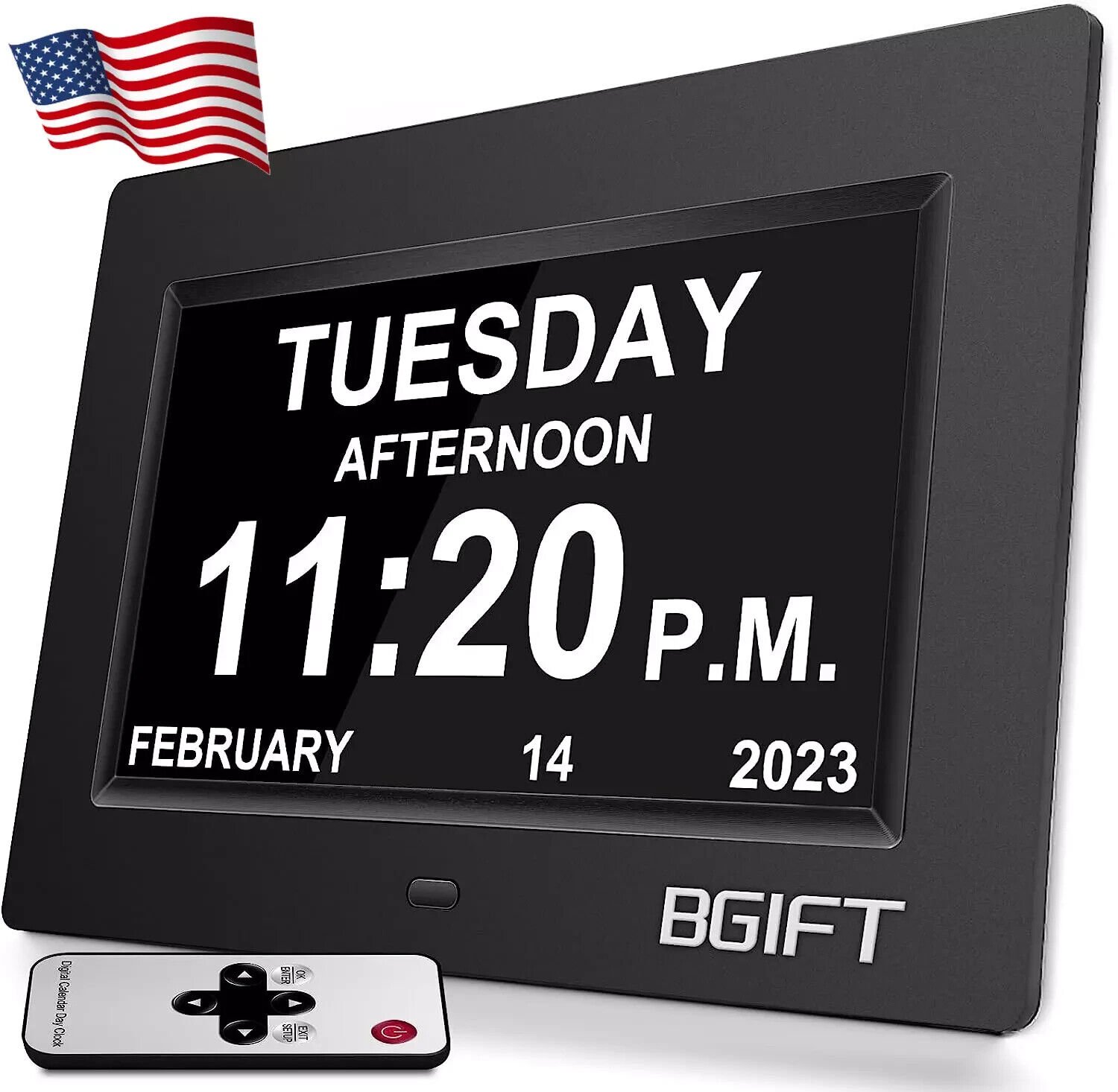 Digtal Clock With Day & Date For Seniors Large Lcd Time Display 12 Alarm Setting