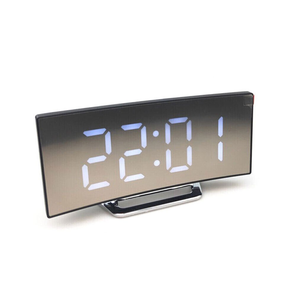 Electric Digital Alarm Clock LED Electronic Voice Control Table Clocks Curved