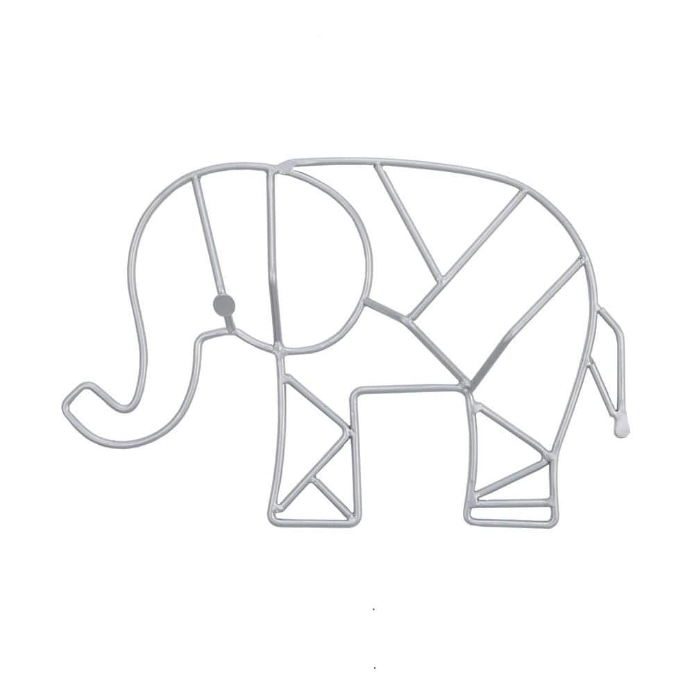 Elephant Shaped Wire and Grey Finish Nursery Wall Decor