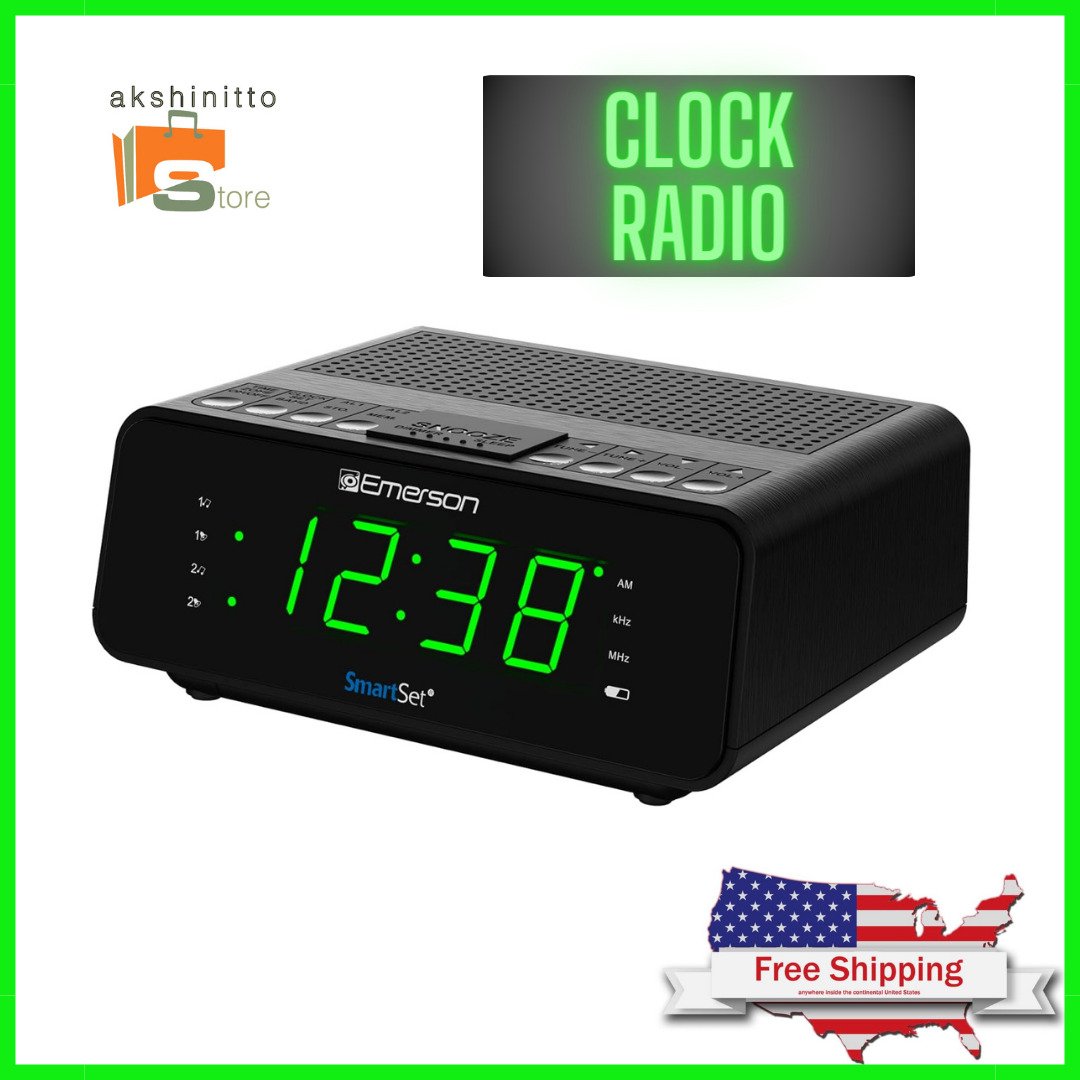 Emerson SmartSet Alarm Clock Radio with AM/FM Radio Dimmer Sleep Timer and .9...