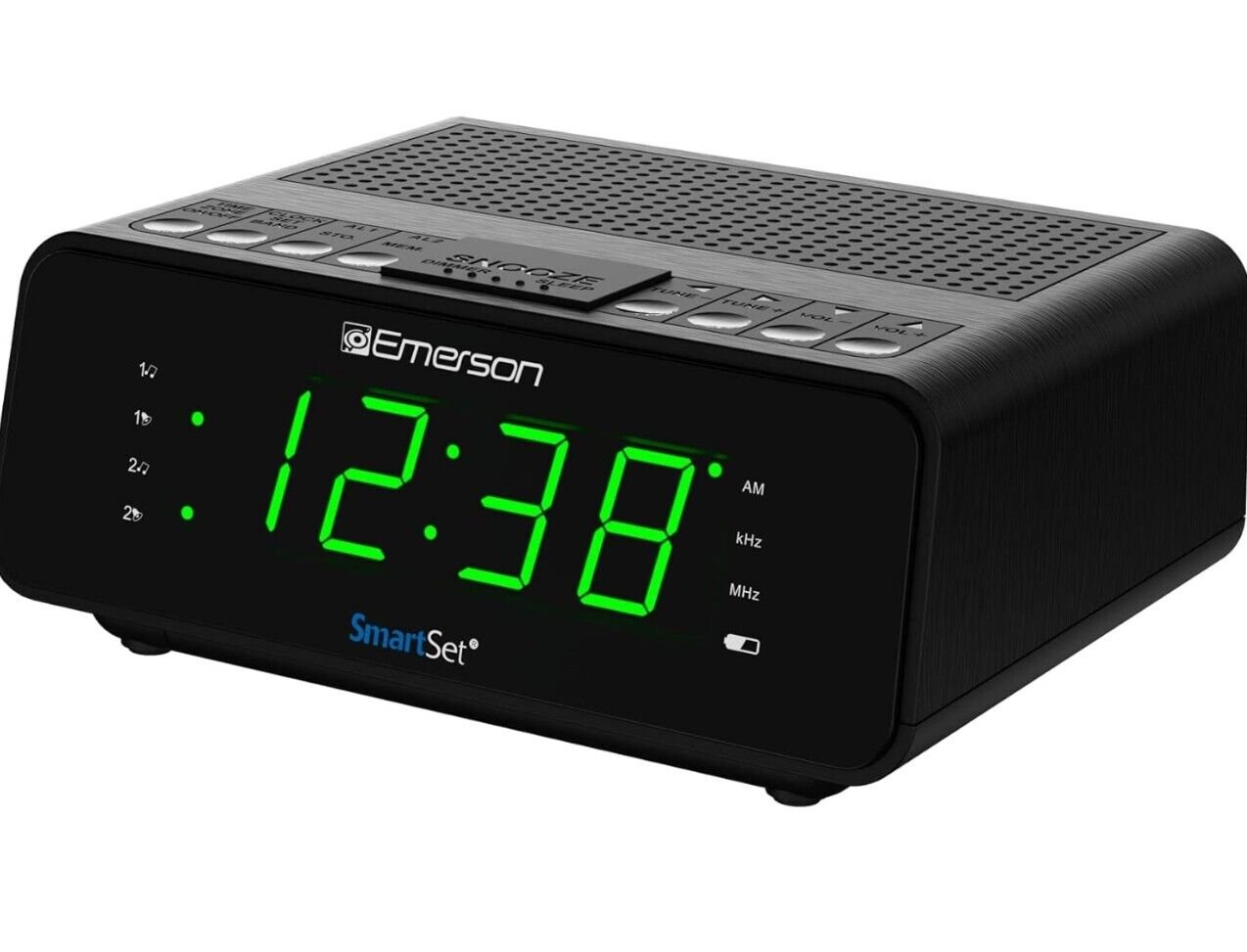 Emerson SmartSet Alarm Clock with AM/FM Radio Dimmer Sleep Timer LED Display
