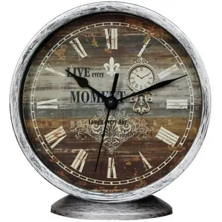 Farmhouse Wall Clocks Classic Silent Desk Clock 6 " Non Ticking Decor Silver photo Farmhouse Wall Clocks Classic Silent Desk Clock 6 " Non Ticking Decor Silver photo