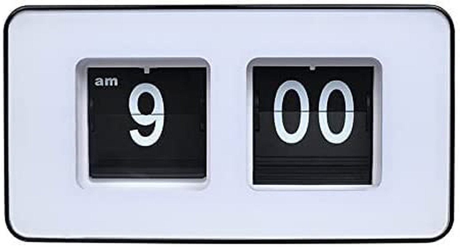 Flip Clock Digital Desk Clock for Bedrooms Retro Vintage Clock (White +Black)