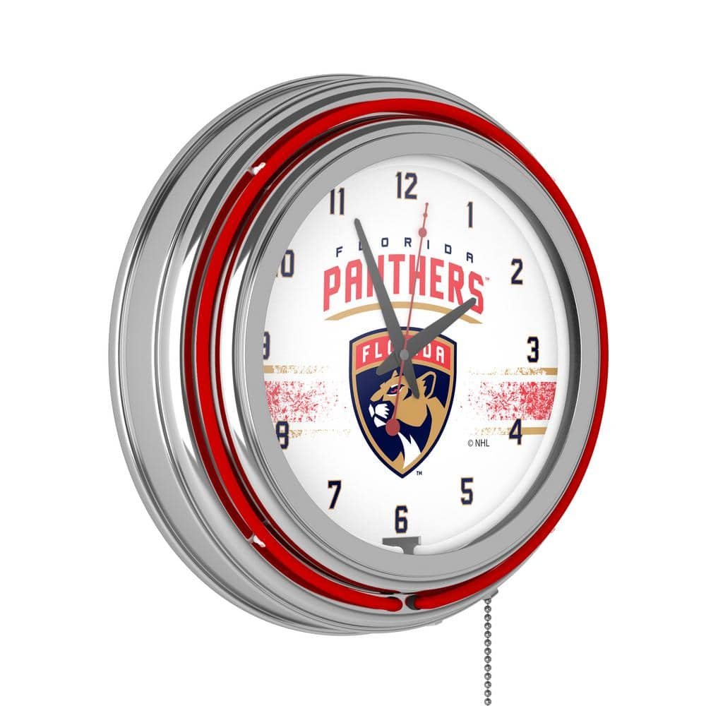 Florida Panthers Red Logo Lighted Analog Neon Clock