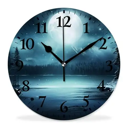 generic 10 inch Round Wall Clock,The Glow of The Moon in The forest Beautiful Art,Silent Non