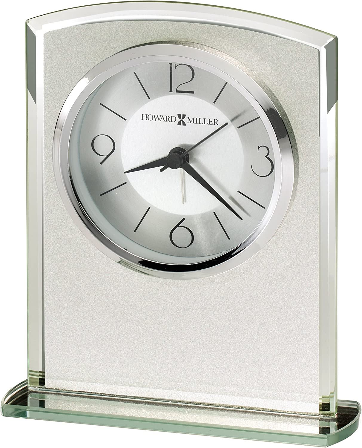 Glamour Table Clock 645-771 ? Modern Frosted Glass Clock with Curved Top, Mirror
