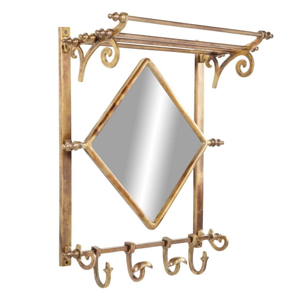 Gold 2 Shelves Metal Wall Shelf with Crystal Embellishments (Set of 2)