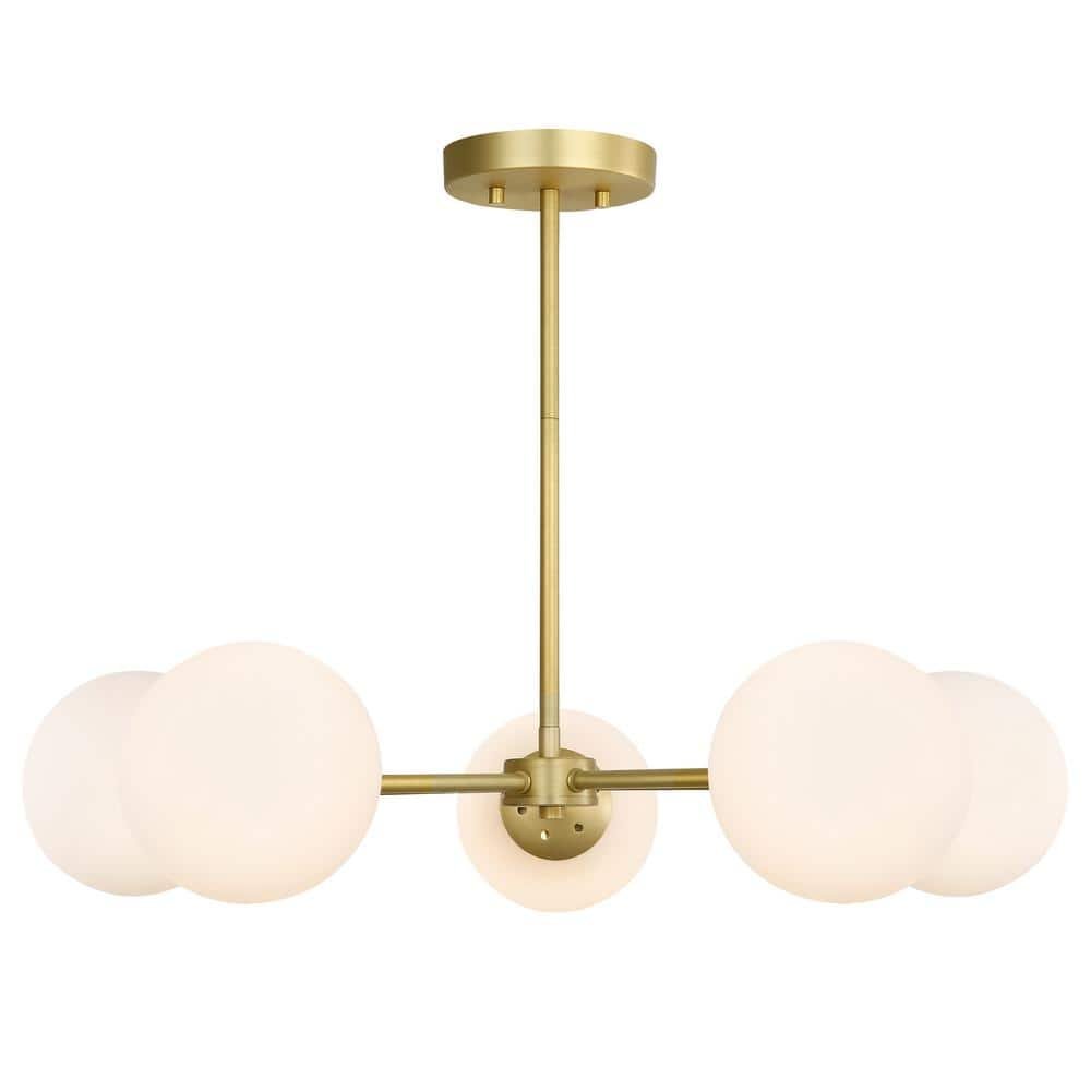 Grammercy 5-Light Brass/White in Chandelier