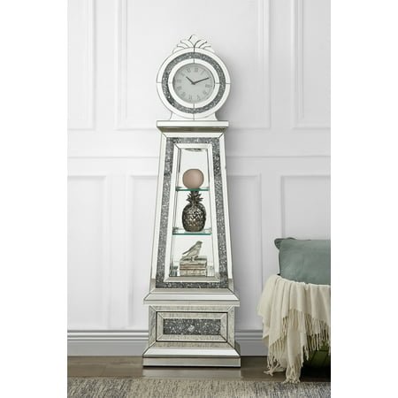 Grandfather Clock with Storage Cabinets, Floor and Grandfather Clocks with Led Mirrored and Faux