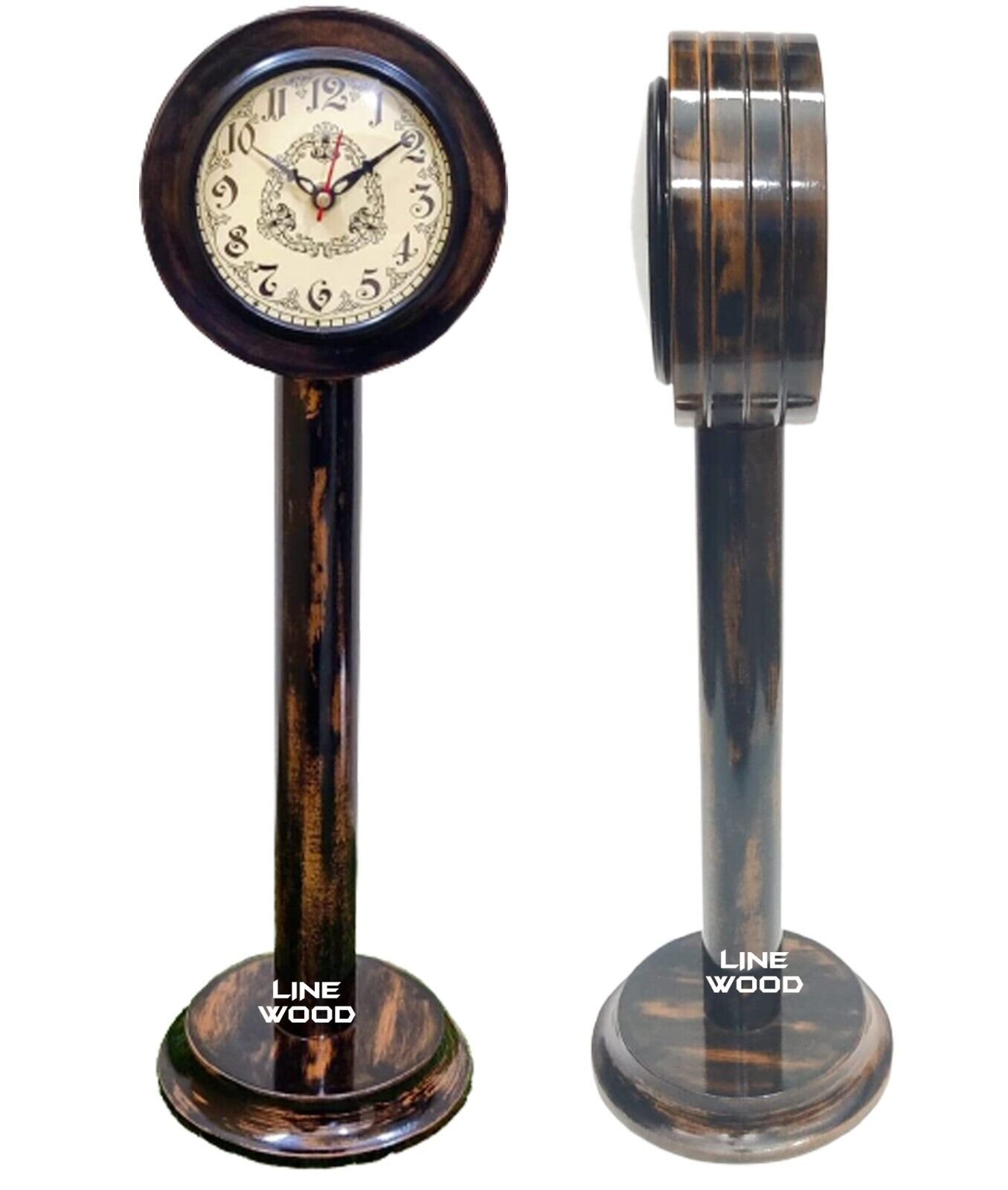 Handmade Antique Wooden Table Top Clock Desk Clock Nautical Style Home & Office