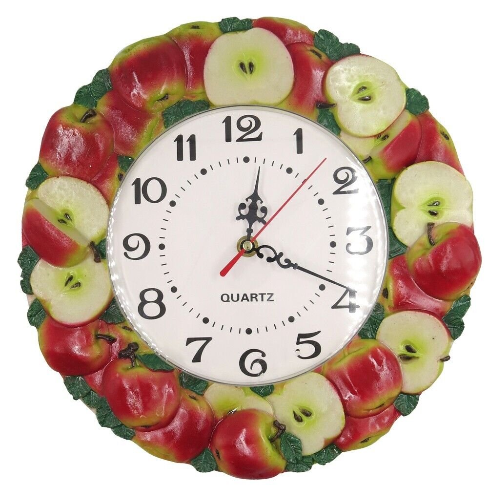 Hand Painted Resin Wall Clock Apple Multi Color