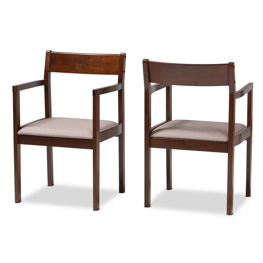 Helene Warm Grey and Dark Brown Dining Chair (Set of 2)