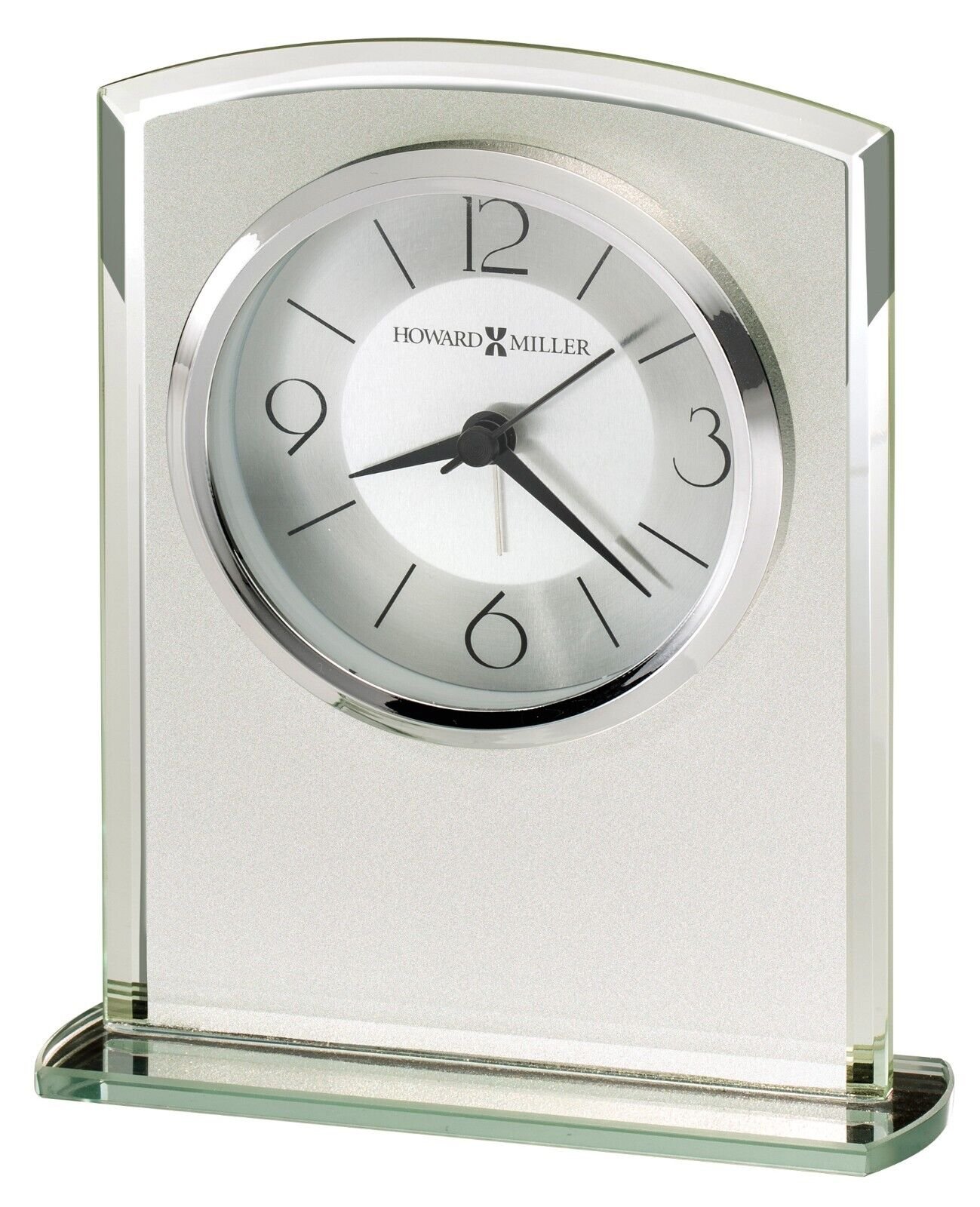 Howard Miller Glamour Table Clock 645771 Curved Modern Frosted Glass Clock