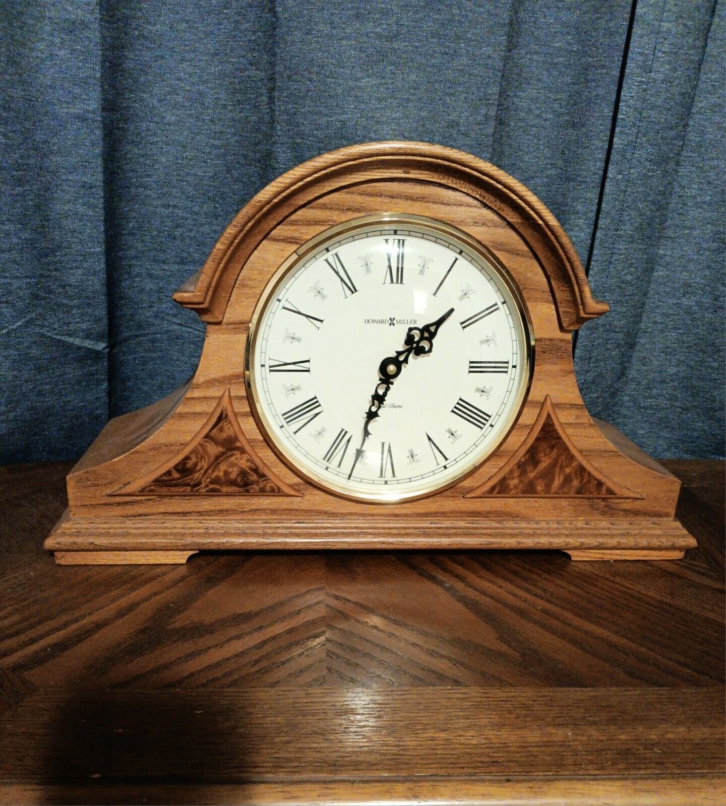Howard Miller Oak Mantel Clock Dual Chime Burton Model 635-106