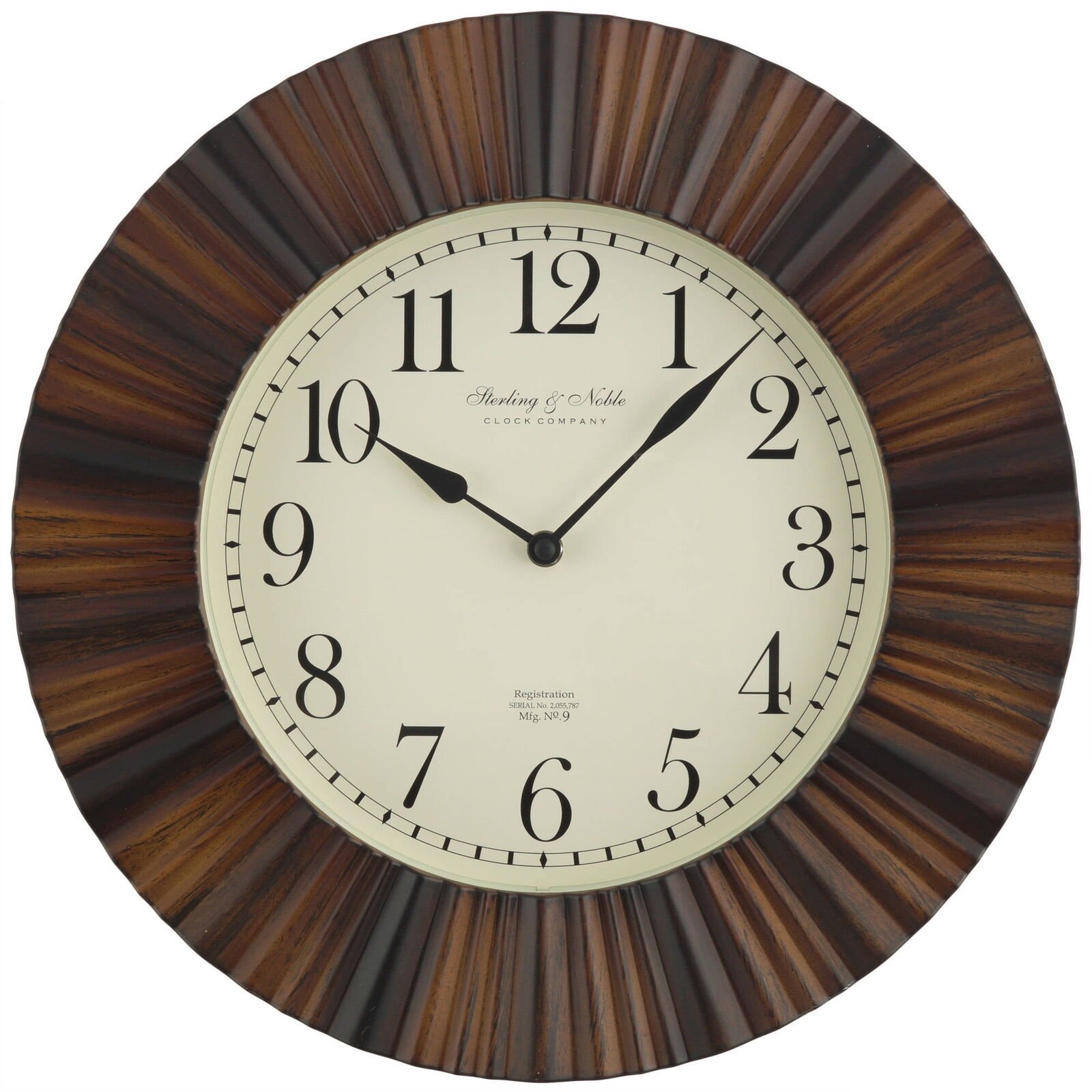 Indoor 15.5" Brown Traditional Arabic Ripple Frame Analog Wall Clock