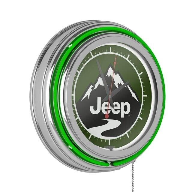 Jeep Neon Wall Clocks Analog with Pull Chain