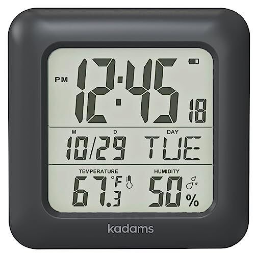 Kadams Bathroom Clock Wall With Shatterproof Lcd Screen Waterproof Shower Clock