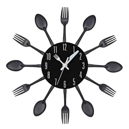 Kitchen Wall Clock Timelike 3D Removable Modern Wall Clock , Black