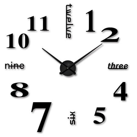 knqrhpse Alarm Clock Acrylic Modern DIY Wall Clock 3D Mirror Surface Sticker Home Office Decor Wall Clock Digital Clock