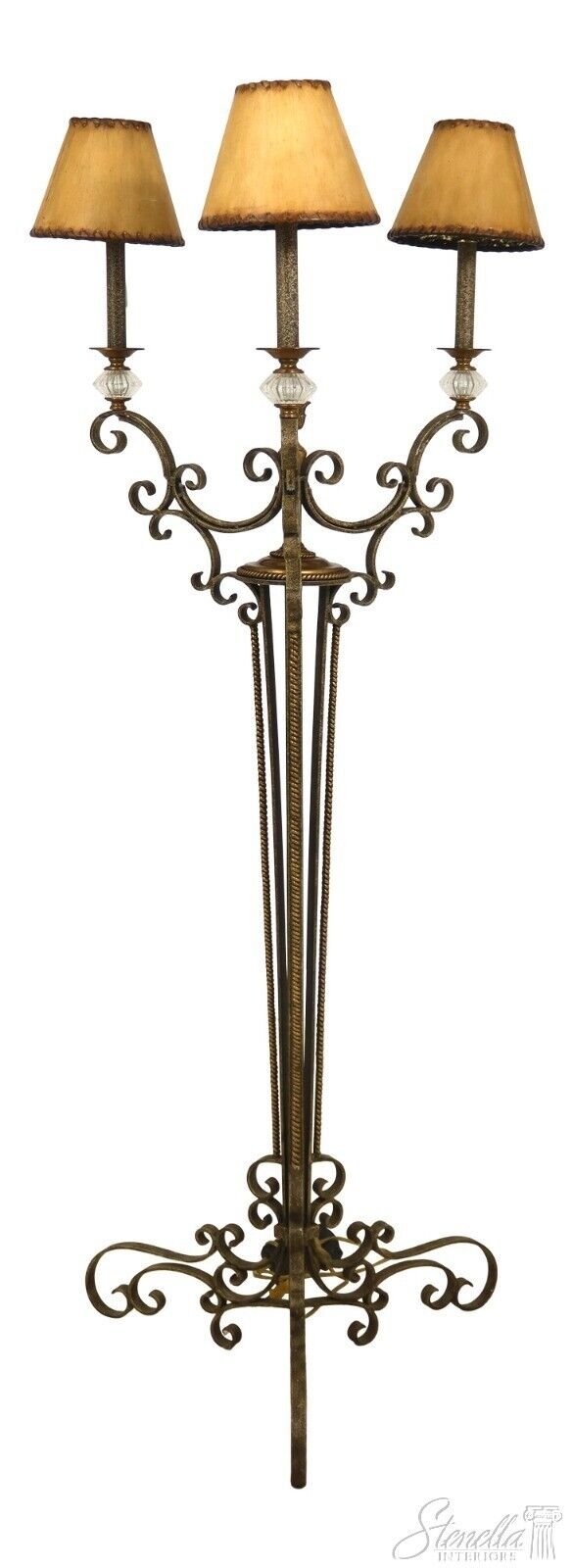 L55449EC: MAITLAND SMITH Iron & Brass Candelabra Floor Lamp