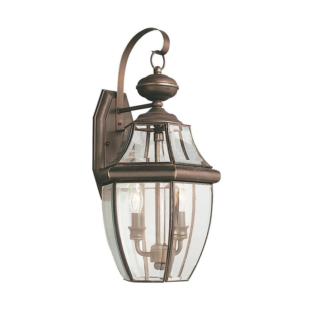 Lancaster 2-Light Antique Bronze Outdoor 20.5 in. Wall Lantern Sconce with Dimmable...